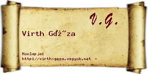 Virth Géza névjegykártya